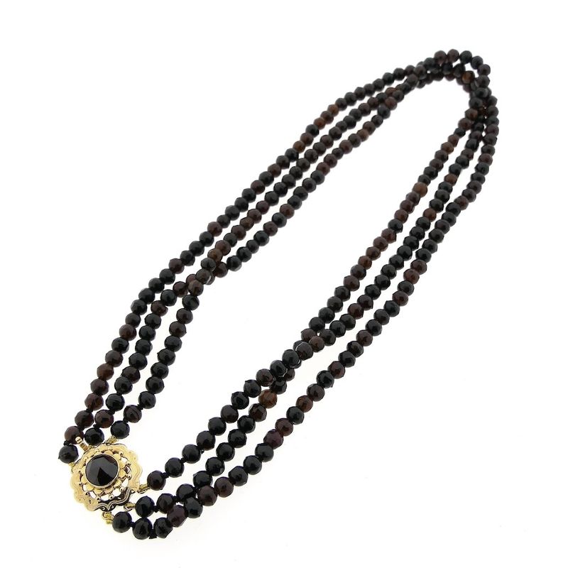 Image 4 of Antique glass bead necklace with gold clasp