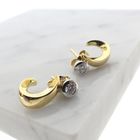 Image 5 of Bicolor gold stud earrings with diamond 0.20 ct.