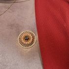 Image 6 of Two-tone gold brooch with garnet stone