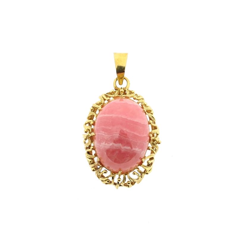 Image 1 of Vintage Gold Pendant with Rhodochrosite