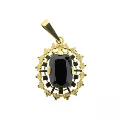 Image 1 of Vintage gold pendant with garnet; 1960s