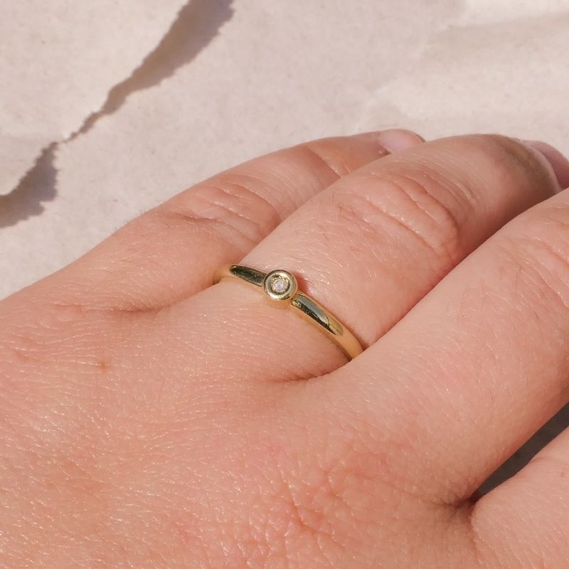 Image 4 of Gold solitaire ring with diamond | 0.01 ct.