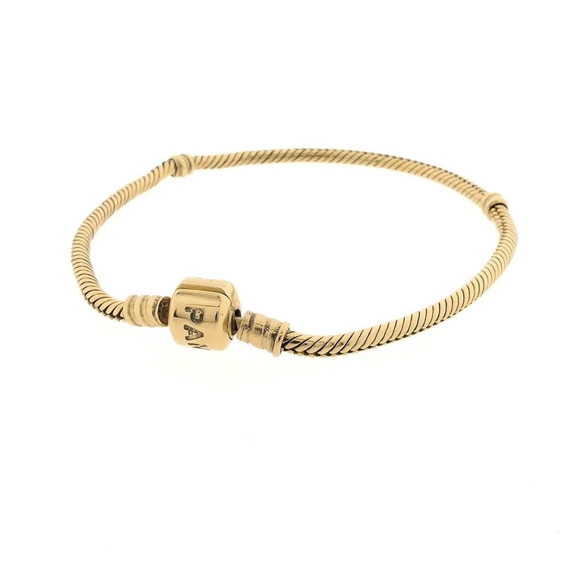 Image 1 of Gold Pandora bracelet; Snake Chain | 21 cm