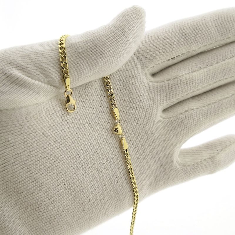 Image 10 of Gold gourmet link bracelet with a heart | 18.5 cm