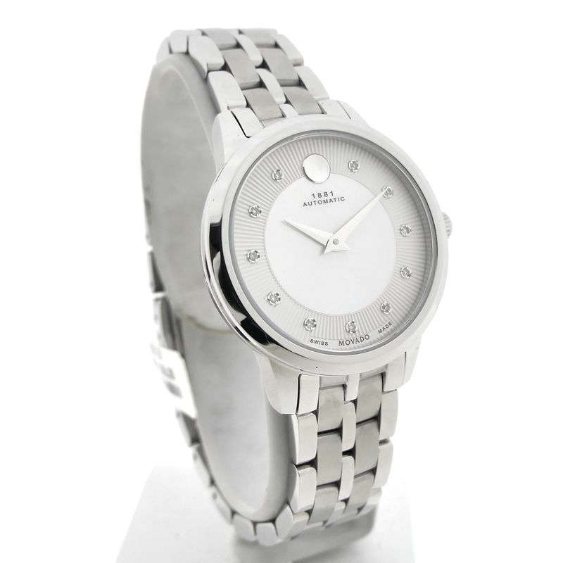 Image 3 of Movado 1881; Automatic women's watch with MOP and diamond dial