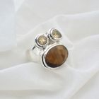 Image 7 of Silver ring with tiger's eye and citrine