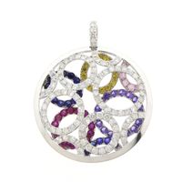 White gold pendant with bubbles of gemstones and diamond 7.07 ct.