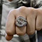 Image 9 of Silver men's ring with a dollar sign and zirconia