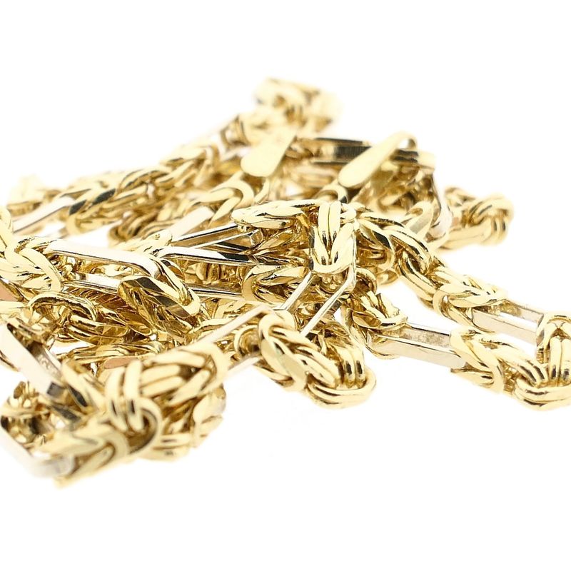 Afbeelding 7 van Bicolor gouden vierkante koningsschakel ketting | 45,5 cm