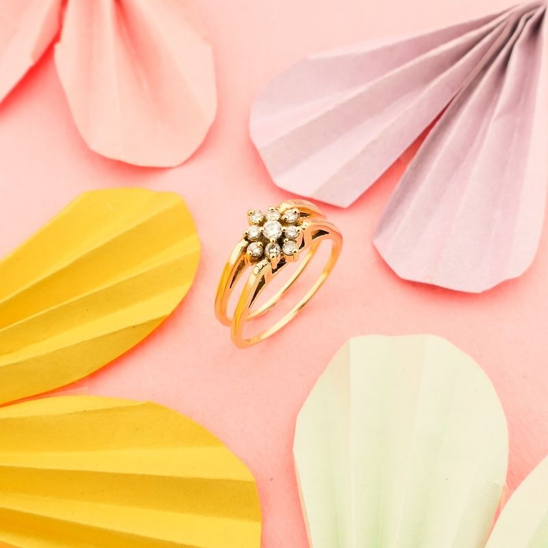 Image 4 of Gold reversible ring set with sapphire and diamond | 0.38 ct.