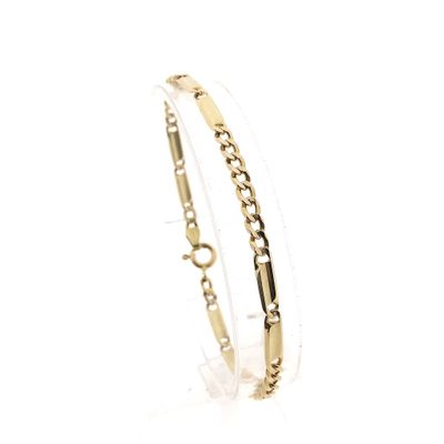 Image 1 of Gold closed Figaro link bracelet