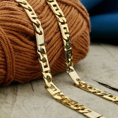 Image 2 of Two-tone gold navy link necklace