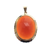 Large vintage gold pendant with carnelian.