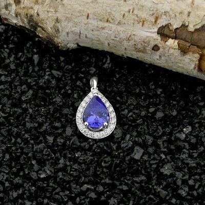 Image 2 of 18-karat white gold pendant with tanzanite and diamond | 0.18 ct.