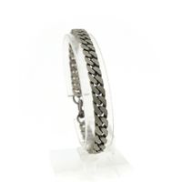 Silver gourmet link bracelet; Men