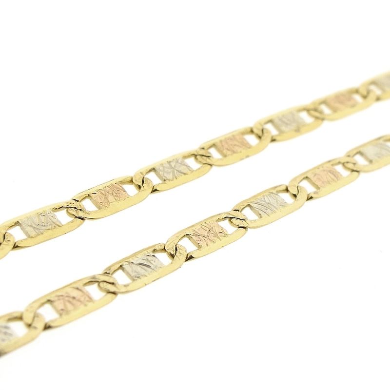 Image 3 of Tricolor gold navy link necklace | 51 cm
