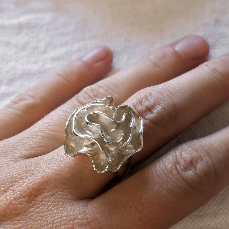 Image 3 of Silver ring with organic design