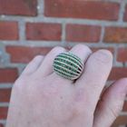 Image 10 of Golden Curved Ring with White and Green Zirconia