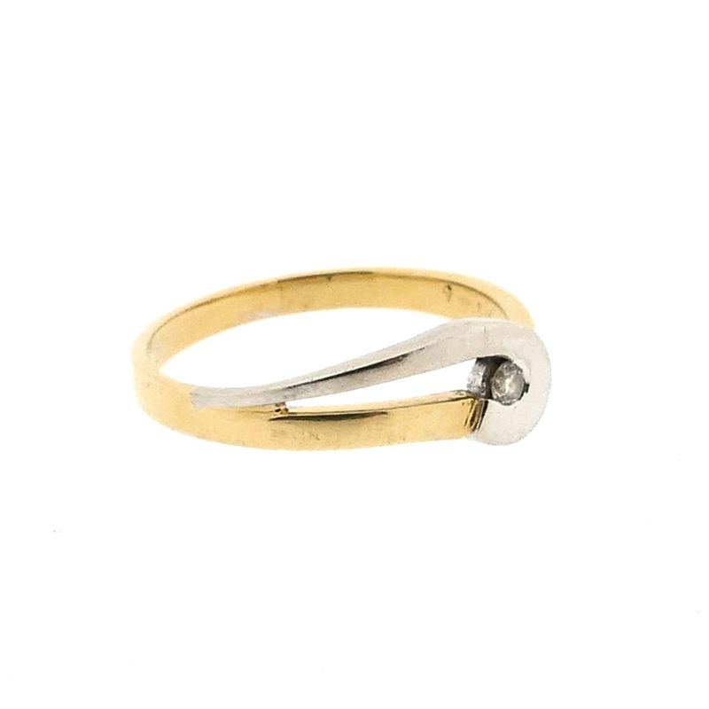 Image 5 of Bicolor Gold Ring; Diamond 0.04 ct.; 14 Carat; Size 17.5