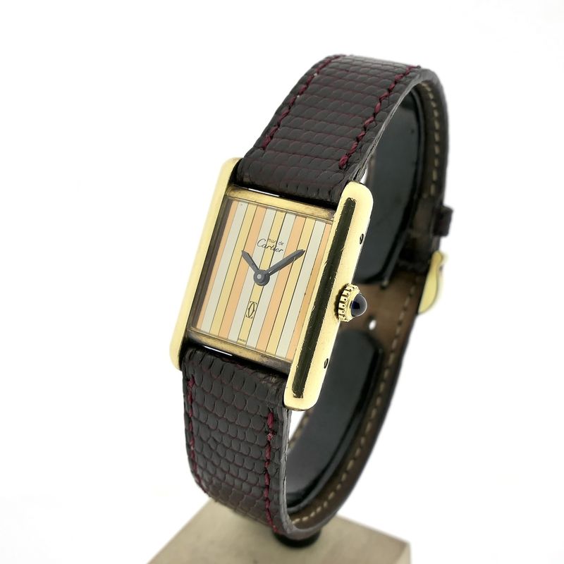 Image 2 of Cartier Tank Vermeil 'Trinity' 221804; Vintage mechanisch dames horloge