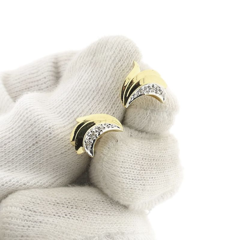 Image 7 of Gold fantasy stud earrings with diamond | 0.03 ct.