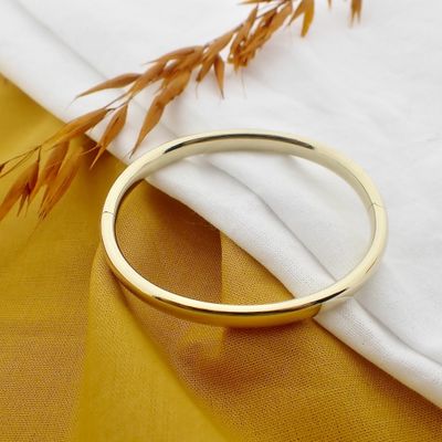 Image 2 of Gold smooth slave bracelet | Ø 60 mm