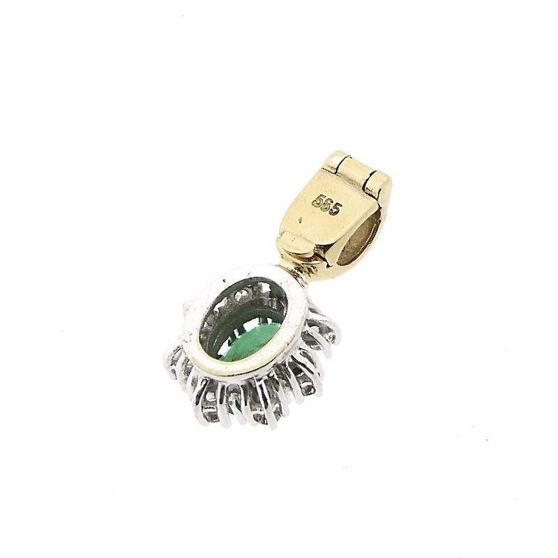 Image 5 of Two-tone gold pendant with emerald and diamond | 0.16 ct.