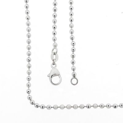 Image 1 of White gold ball link chain