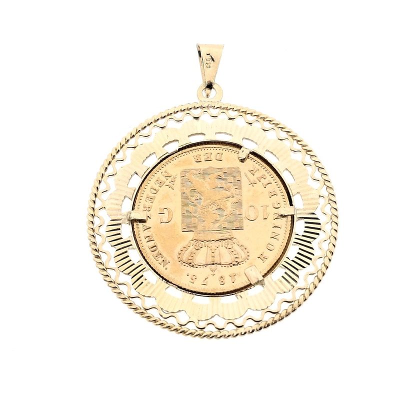 Image 3 of Gold pendant of a 10-guilder coin; King William III 1875