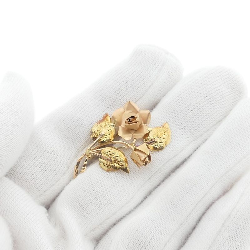 Image 7 of Two-tone gold rose brooch
