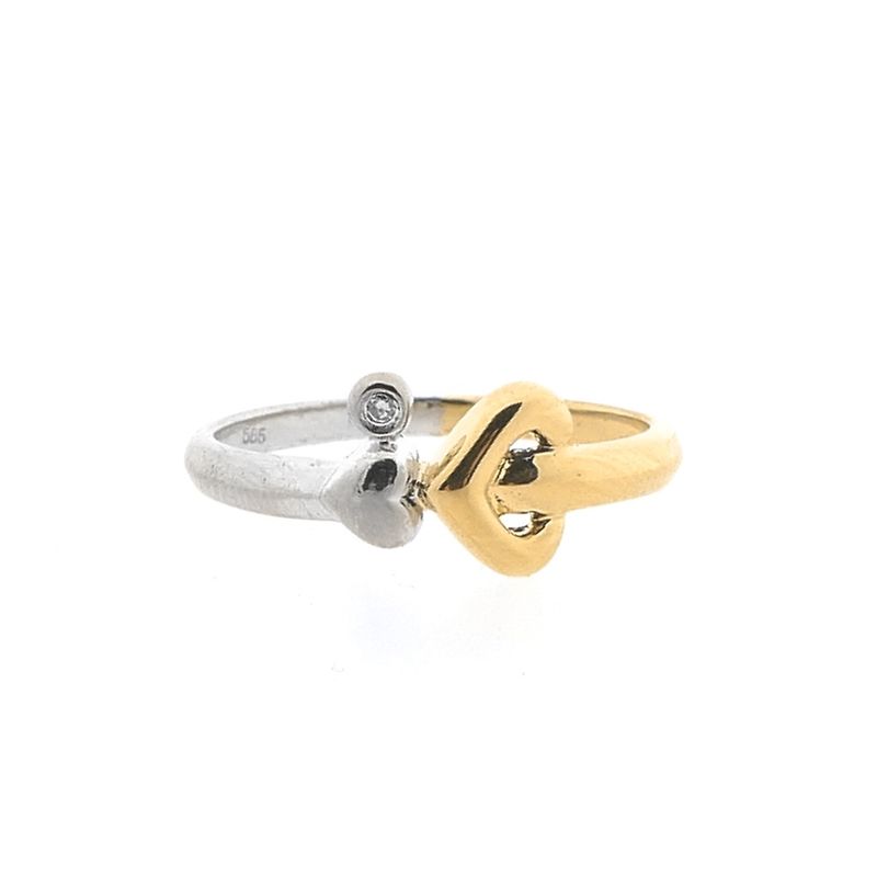Image 7 of Two-tone gold solitaire ring with diamond; 0.005 ct.