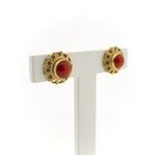Image 3 of Antique/vintage gold stud earrings with blood coral | Filigree technique