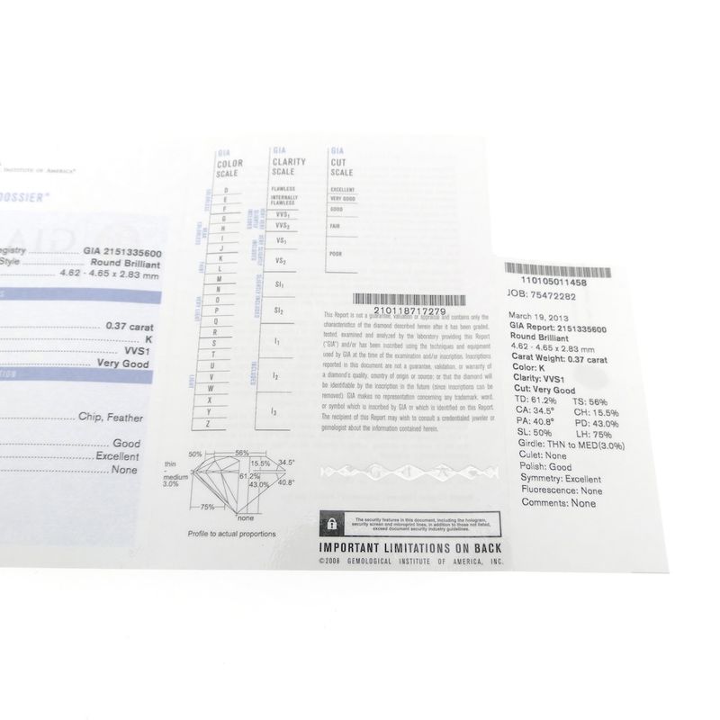 Image 7 of 18-karat white gold solitaire ring with 0.37 ct diamond