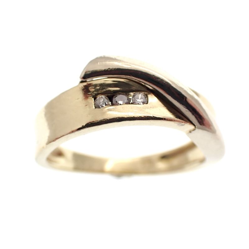Image 2 of Two-tone gold ring with diamonds; 0.045 ct.