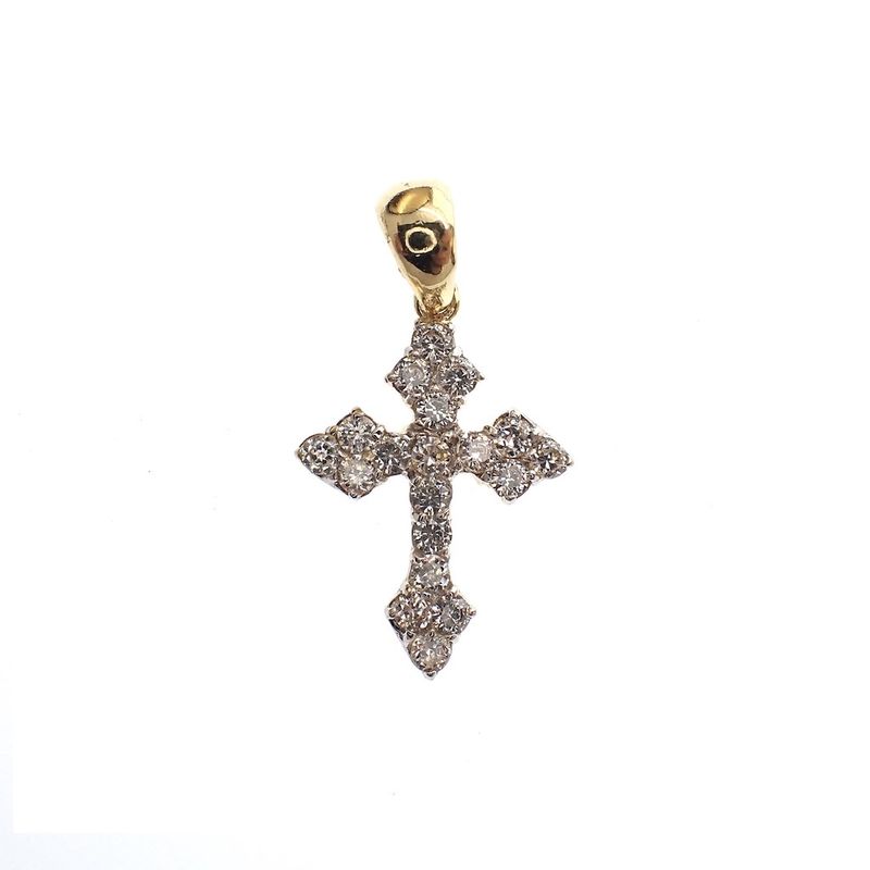 Image 1 of Gold pendant of a cross with zirconia