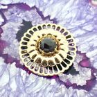 Image 10 of Two-tone gold brooch with garnet stone