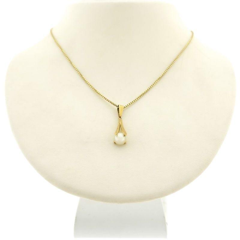 Image 7 of Gold solitaire pendant with pearl | Vintage