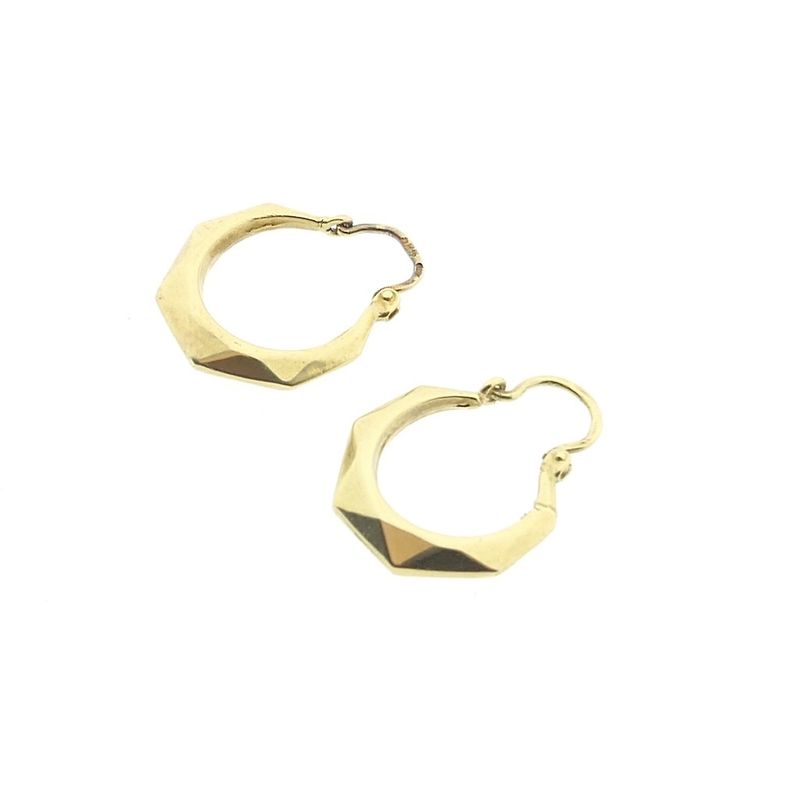 Image 7 of Gold faceted hoop earrings | Ø 14 mm