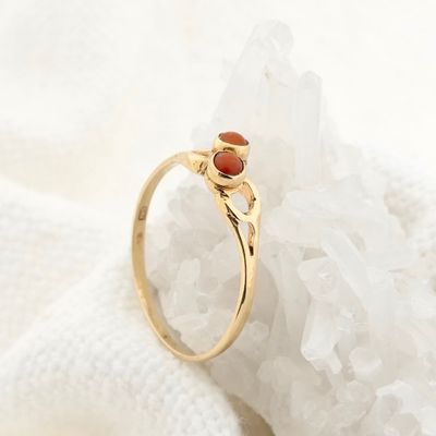 Image 2 of Gold ring with blood coral