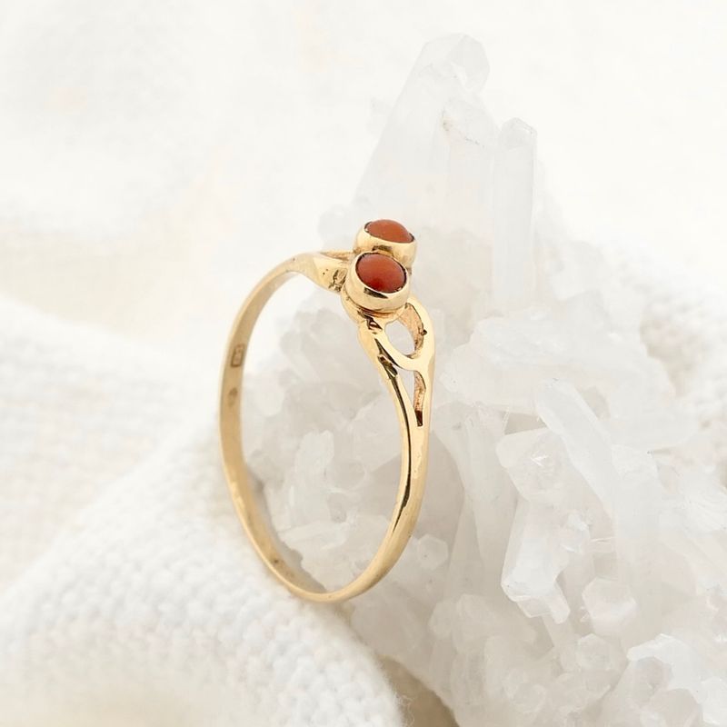 Image 2 of Gold ring with blood coral