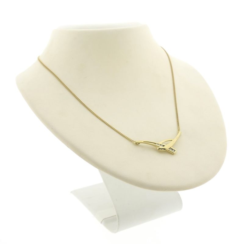 Image 4 of Gold gourmet link necklace with fixed pendant | 42 cm | Zirconia