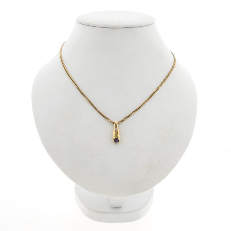 Image 3 of 10 Krt. gold pendant with a mix of gemstones