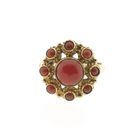Image 2 of Gold entourage ring with red coral