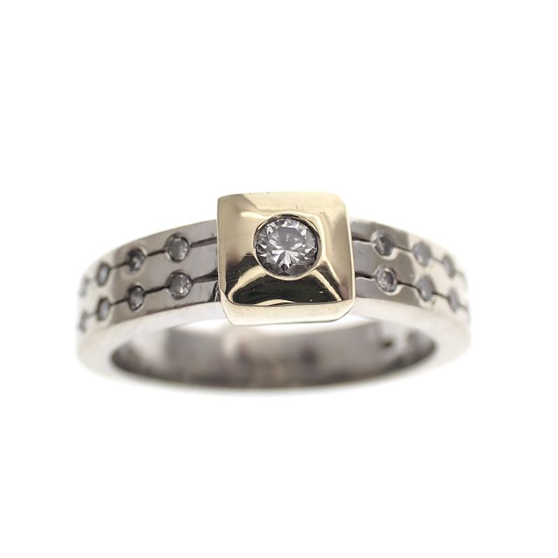 Image 2 of Two-tone gold ring with diamonds; 0.24 ct.