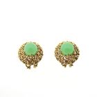 Image 5 of Gold clip-on earrings with chrysoprase
