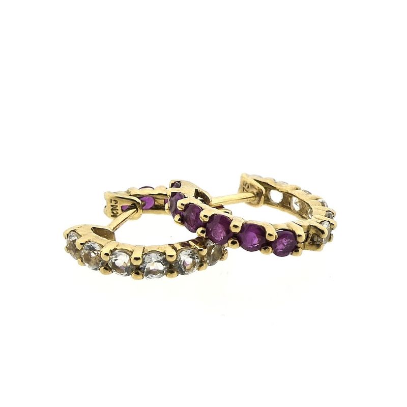 Image 3 of 9 crt. stud earrings with pink and clear sapphires