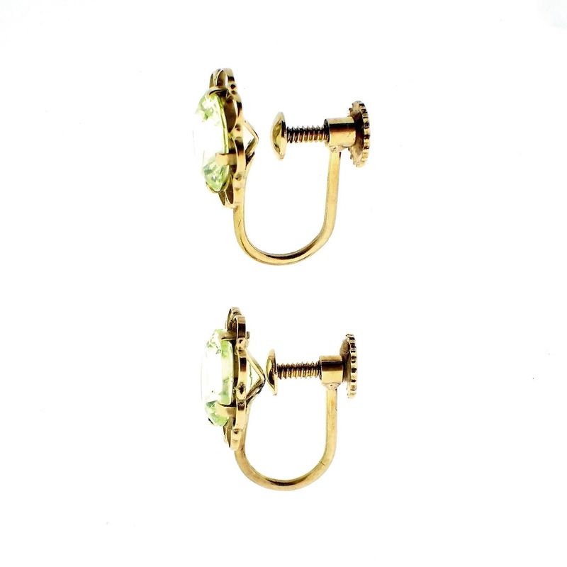 Image 4 of 18K Gold Clip-On Earrings with Green Spinel | Vintage