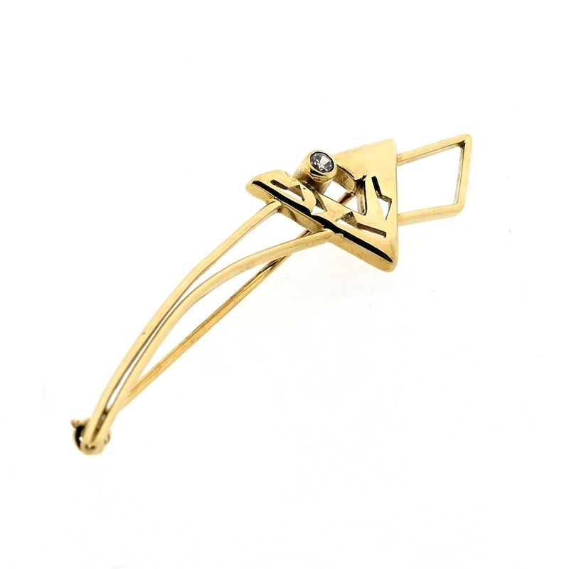 Image 2 of Gold abstract brooch with zirconia