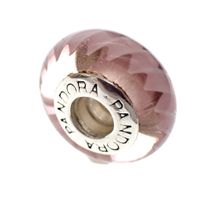 Pandora charm; Silver; Pink Zig Zag