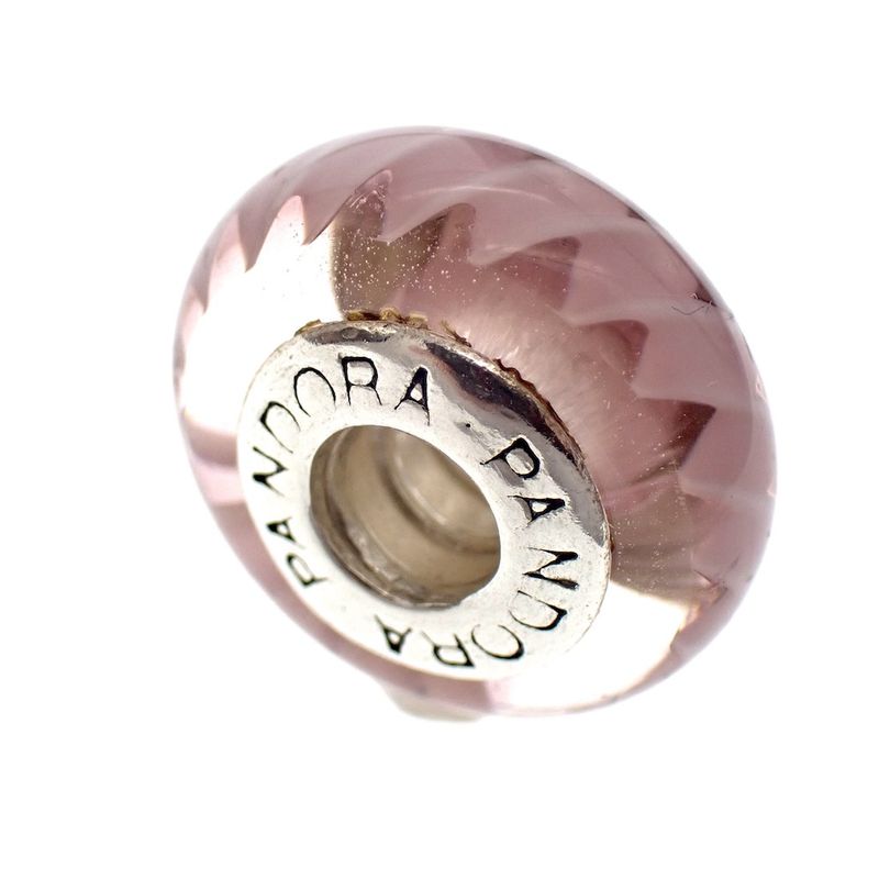 Image 1 of Pandora charm; Silver; Pink Zig Zag